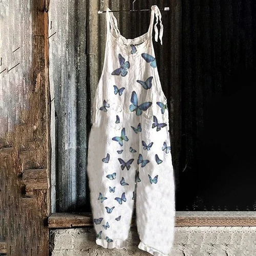 Women Floral Jumpsuit Baggy Dungaree Boho Ladies Summer Romper Playsuit Overalls - Picture 13 of 32