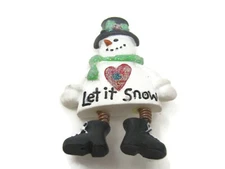 Let It Snow Snowman Christmas Winter Pin Vintage Excellent Design