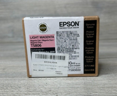 01-2022 Genuine Epson Pro 3800 only Light Magenta  Ink  T5806 T580600