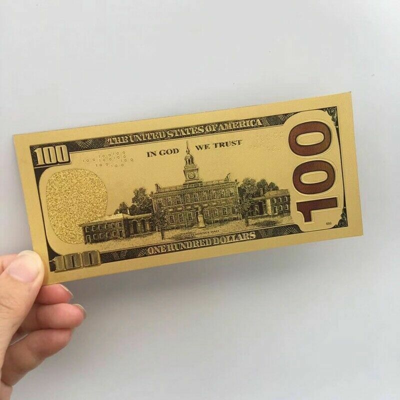 7PCS USD 1/2/5/10/20/50/100 Gold Dollar Bill Full Set Gold Banknote Colorful