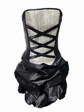 Gunne Sax Jessica McClintock 80s Dress Size 7 Black White Strapless NWT Vintage