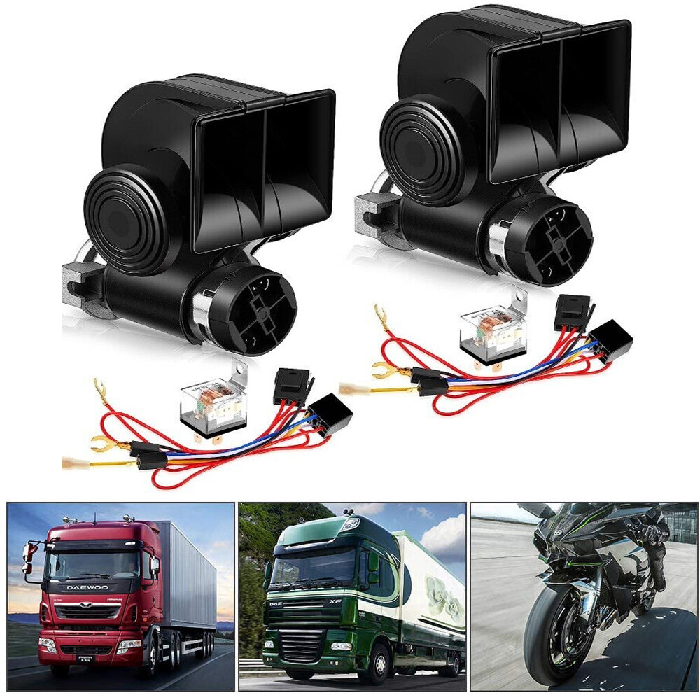 2 X Super Loud Dual Trumpet Train Air Horn 12V System For Car Truck Boat Speaker