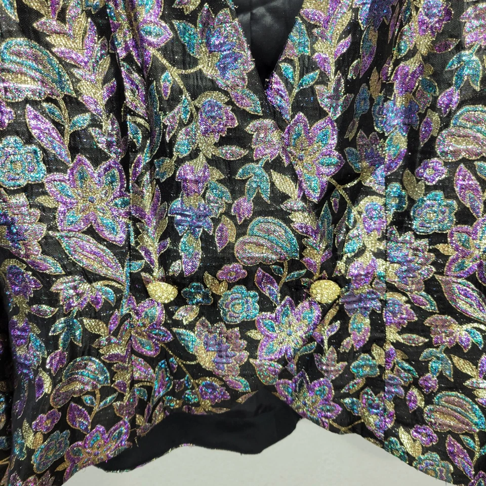 Blazer de pasarela vintage Saks Fifth Avenue para mujer talla 10 forrado con estampado metálico Foto 4 de 4