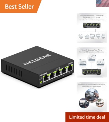 Compact Silent Operation Gigabit Ethernet Switch - 5 Ports, Energy Efficient