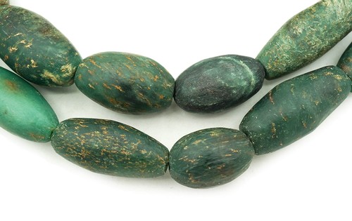 Large Ancient African Serpentine Beads from Mali Long 36" Strand (2324A003) Old - 第 1/10 張圖片