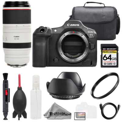 Canon EOS R5II +100-500mm f/4.5-7.1 L IS USM Lens +64GB + UV Filter- Basic Kit