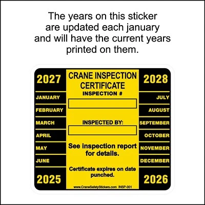 STICKY PAPER DESIGNS Crane Inspection Certificate Sticker for use with a Hole Punch
