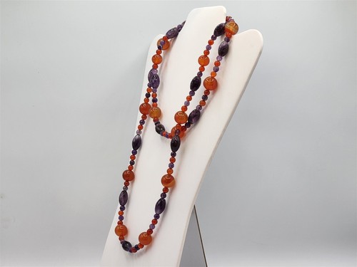 Jay King DRT Amethyst & Amber Bead Necklace 42" 925 Silver - Picture 7 of 11