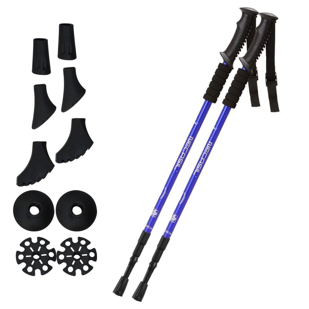 2 Bastoni Trekking Regolabili In Alluminio – Antishock, Punte In Carburo, Impugnature Ergo