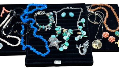 Assorted Ocean-Inspired Jewelry Set W/ Necklaces Bracelets & Earrings Featuring