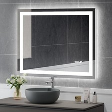 Dimmable LED Mirror Lighted Bathroom Mirror 40x32" Antifog Wall Vanity Mirror US