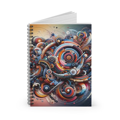 Spiral Notebook Ruled Line Colorful Shapes and Lines Abstract Design 8, Gift
