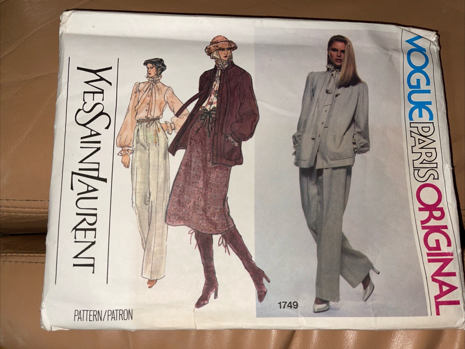 VOGUE 1749 Modello Yves Saint Laurent 10 NON TAGLIATI Giacca Camicia Camicia Pantaloni