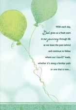 Religious BIRTHDAY Card, Green Balloons Journey Heart by Designer Greetings +✉