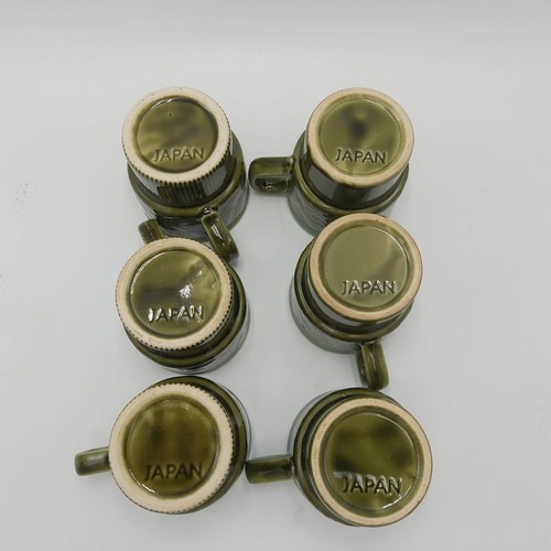 Stackable Mugs-Set of 6-Olive Green Color-Mid Century Modern-Japan - Picture 4 of 5