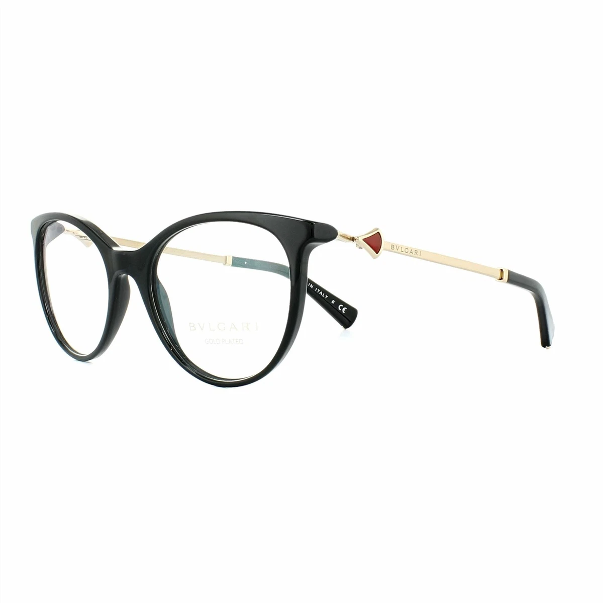 Bvlgari Eyeglasses Frames 4149KB 5195 Black Gold Red 52mm Womens