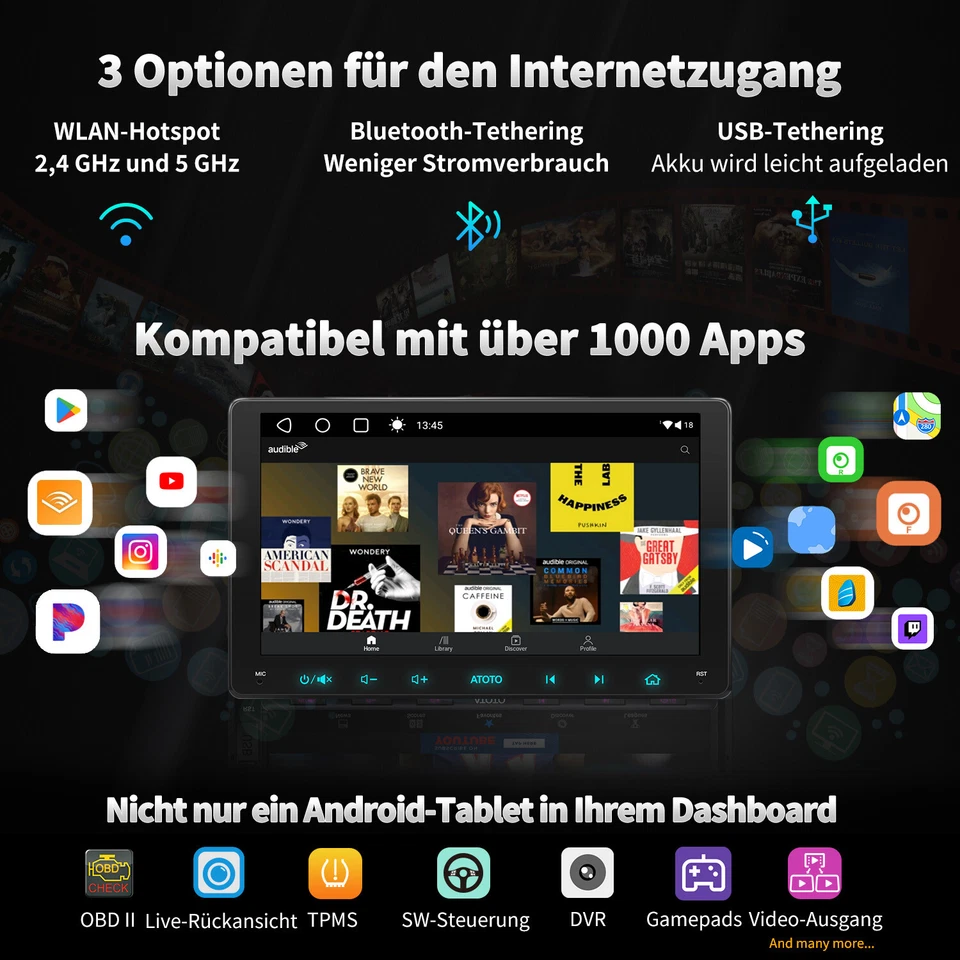 ATOTO A6 PF Android 9" Autoradio Navi Carplay Android Auto ChatGPT-AI GPS Kamera - Bild 4 von 4