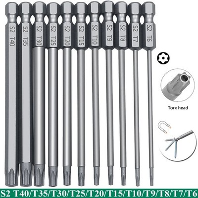 11-tlg. Torx Security Bit Set S2 Stahl magnetisch T6-T40 50/100mm
