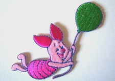 Disney Pooh Piglet with Balloon Embroidered 1 1/2" x 3" Iron On Applique EA-103