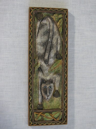 Et Cetera Cat Art Signed Marsha McCarthy Curious Cat Wall Plaque, 2002
