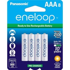 Panasonic eneloop AAA 8 Ni-MH BK-4MCCA8BA Pre-Charged Rechargeable Batteries