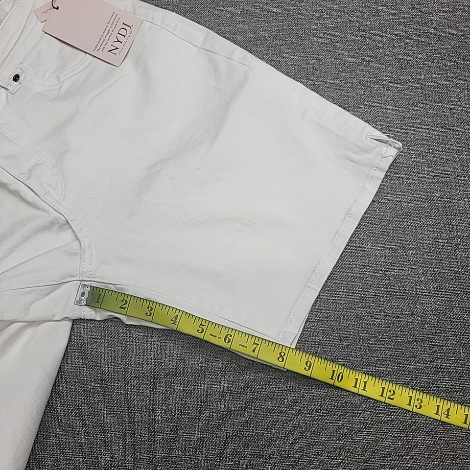 NYDJ Womens Ella Shorts Petite Size 12P White Lift Tuck Button Zip Fly w Pockets - Image 4 of 4
