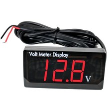Red 12V Waterproof LED Voltmeter, Digital Display, Car, Motorcycle, Marine
