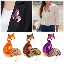 Drôle émail renard broche strass alliage cadeau bijoux pour sac à dos