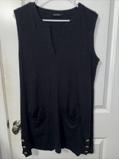 Women’s Ralph Lauren Summer Knit Dress Brass Bottoms Pockets M-L