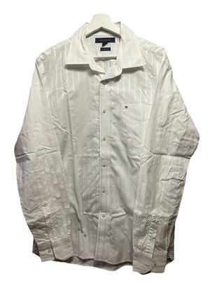 TOMMY HILFIGER WHITE BRIGHT DRESS SHIRT BEAUTIFUL DRESS SHIRT 16.5-17 LARGE 