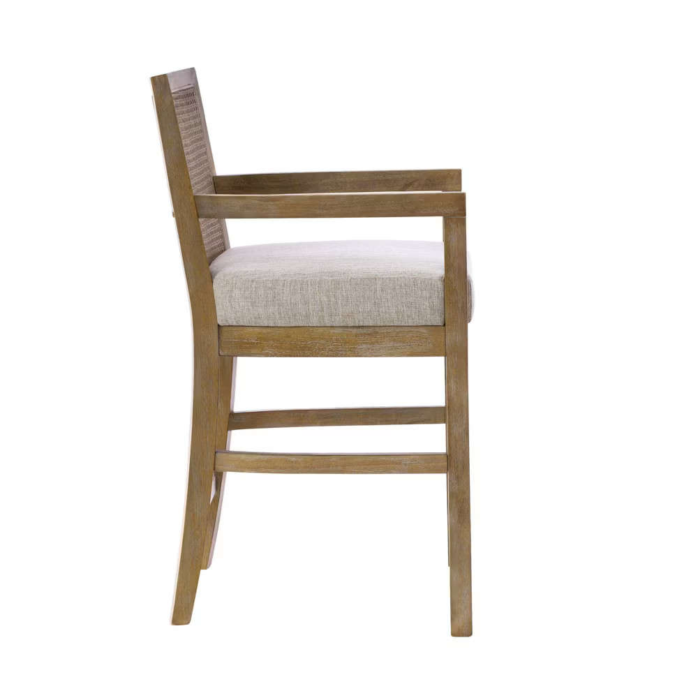 Madison Park Paulie Cane Back Counter Height Barstool Cream/Reclaimed Natural