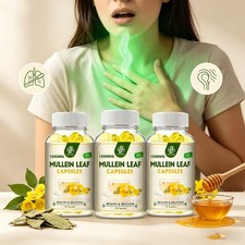 Mullein Leaf Capsules 1500MG For Lung Cleanse Detox Herbal Dietary Supplement