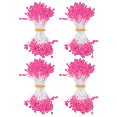 600-Pack 5mm Artificial Pearl Flower Stamens for DIY Crafts[Rose Red]