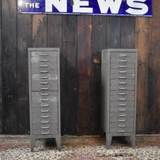 Vintage Stor All Steel Industrial Metal Filing Cabinet Bank of Drawers