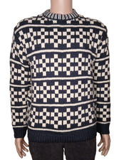 ZARA Men's Chunky Knit Crew Neck Oversized Check Sweater Size Medium.    T17