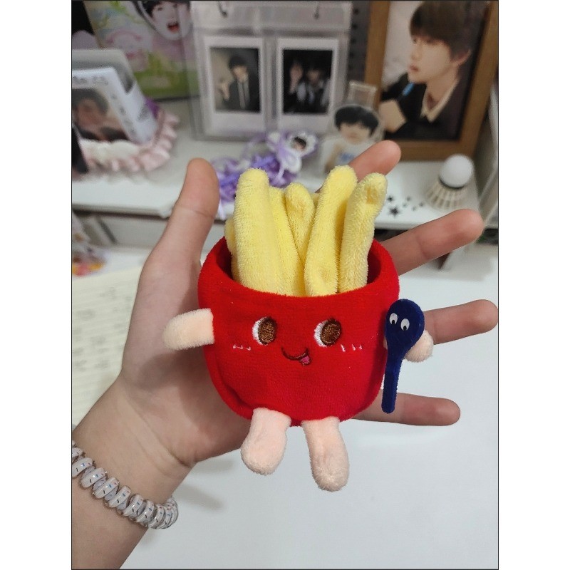 French Fries Plush Toy Cute Bag Pendant Girl Couple Doll Keychain Pendant Gift
