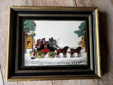 Antique Vitalie Z Terletzky C & A Richard's Reverse Glass Framed Painting