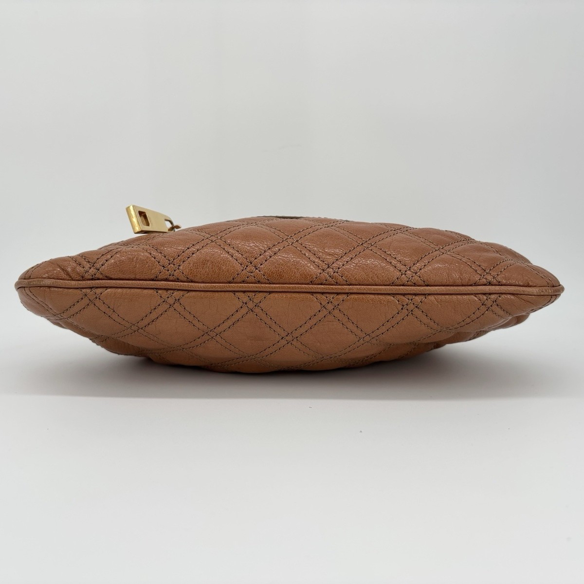 MARC JACOBS Stam Kiss-Lock Chain Shoulder Bag Quilted Brown 