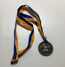 Lamp of Knowledge Medal with Blue and Yellow Neck Drape