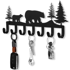 Metal Bear Keys Hooks 11.8X5.1X1.18 Inch Decorative Wall Mounted Black Holder