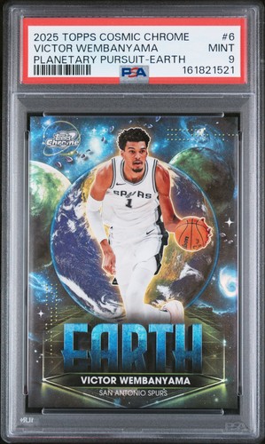 2025 TOPPS COSMIC CHROME PLANETARY PURSUIT EARTH #6 VICTOR WEMBANYAMA PSA 9