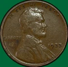 1933 Lincoln Wheat Cent Very Fine VF Coin #34999