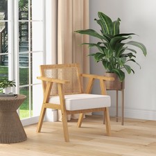HOMCOM Sessel Wohnzimmer Relaxsessel mit Armlehnen Sitzkissen Rattan-Rückenlehne