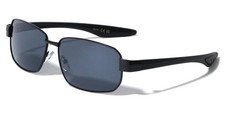 Mens Classic Rectangle Shape Sunglasses Metal Frame Plastic Temples Gray Lens