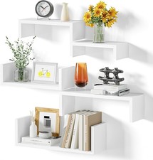 U Shaped Floating Shelf Set Of 5 Wall Mounted Wooden Shelves Display Storage UK