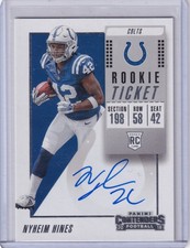 Nyheim Hines 2018 Panini Contenders Variation Rookie Ticket Rc On Card Auto. rookie card picture
