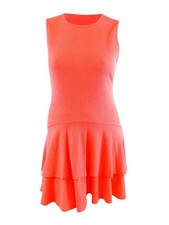 MICHAEL Michael Kors Women's Crinkle Sleeveless Ruffle-Hem Dress (L, Sangria)