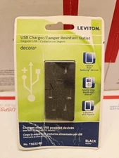 Leviton T5632-E 15A USB In-Wall Charger Tamper-Resistant, Black