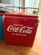 Coke Drink Coca-Cola Tall COOLER Ice Chest No Tray Action Mfg Pop Sign Soda
