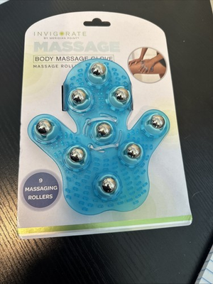 #ad BRAND NEW Invigorate Body Massaging Glove W 9 Rollers For Pressure Points $9.50